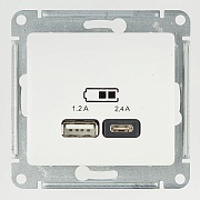 Розетка usb Systeme Electric Glossa GSL000139 скрытая установка белая IP20 два модуля USB типы A и C