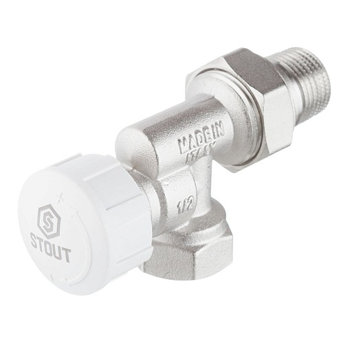 Клапан (вентиль) термостатический прямой Stout (SVT-0005-000015) 1/2 НР(ш) х 1/2 ВР(г) для радиатора никелированный