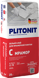 Клей для мраморной плитки Plitonit С Мрамор белый 25 кг Клей для мраморной плитки Plitonit С Мрамор белый 25 кг