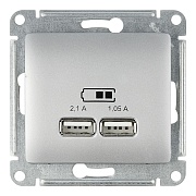 Розетка usb Systeme Electric Glossa GSL000333 скрытая установка алюминий IP20 два модуля USB