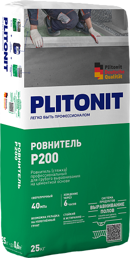 Ровнитель (стяжка пола) Plitonit Р200 профессиональный 25 кг