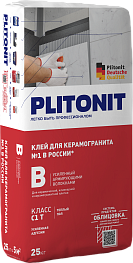 Клей для плитки Plitonit В усиленный с армирующими волокнами 25 кг Клей для плитки Plitonit В усиленный с армирующими волокнами 25 кг