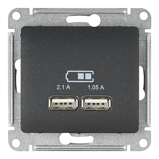 Розетка usb Systeme Electric Glossa GSL000733 скрытая установка антрацит IP20 два модуля USB